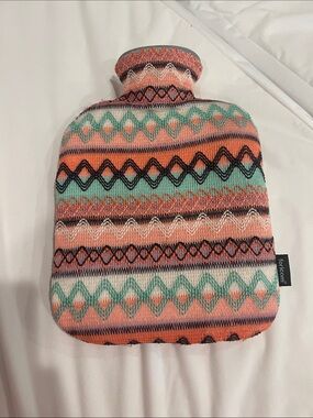 Patterned Coral & Mint Hot Water Bottle